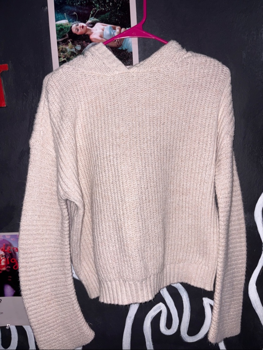 Cozy Cream Hooded Knit Sweater - Women